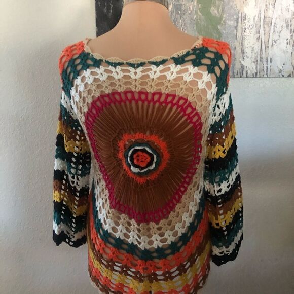 Crocheted Multicolored Y2K Flare Top - Picture 2 of 8